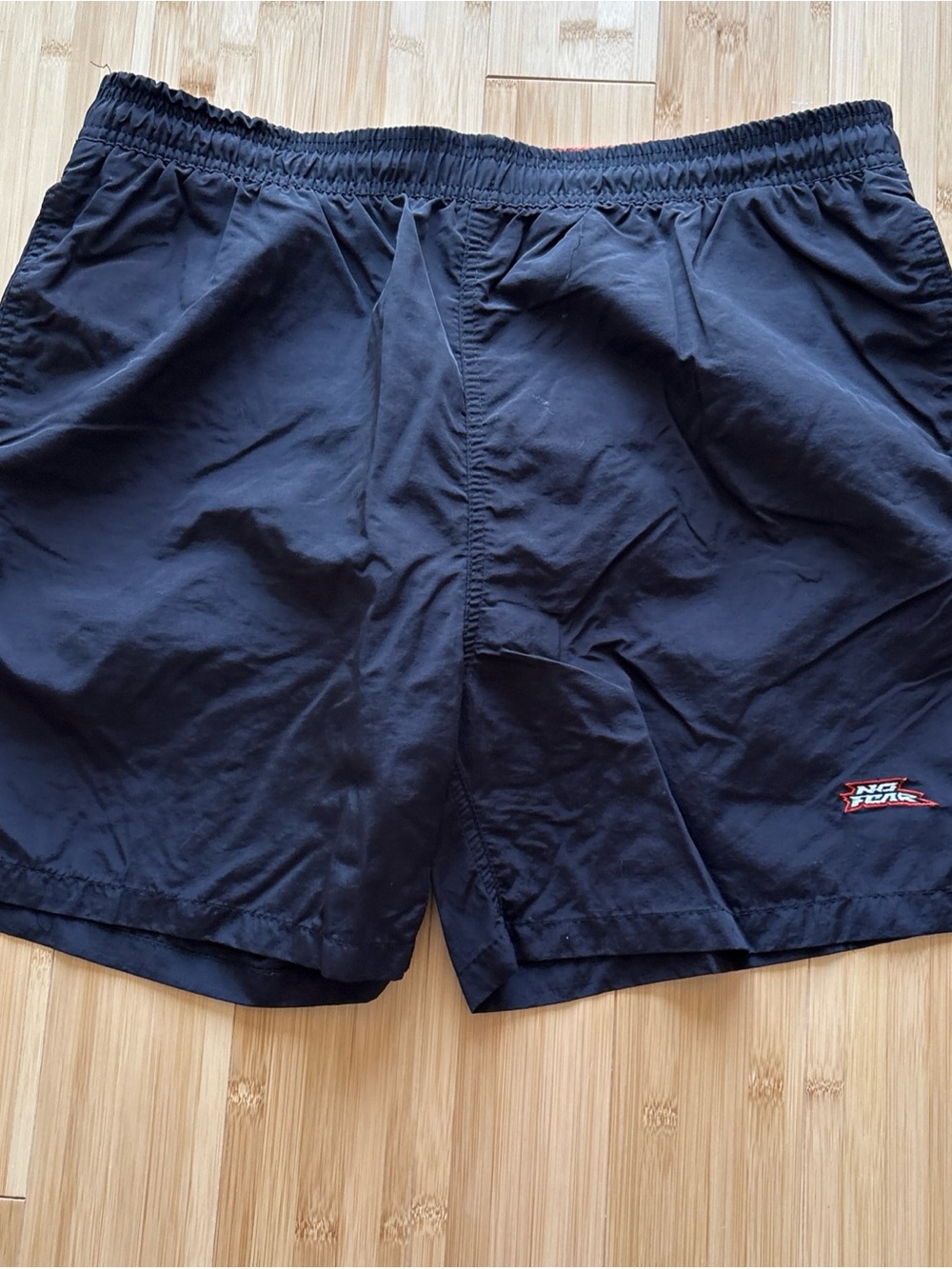 MENS NO FEAR X-LARGE BLACK SWIM TRUNKS 100% NYLON LINED ELASTIC DRAWSTRING